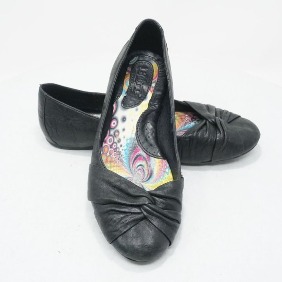 Born Womens Lilly Flats Shoes Black Twisted Leather Slip On Size 7M - Picture 8 of 11